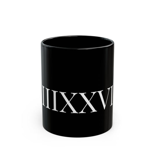 IIIXXVI Wellness Elegant Black Mug with Roman Numerals - Perfect for Coffee Lovers & Special Occasions
